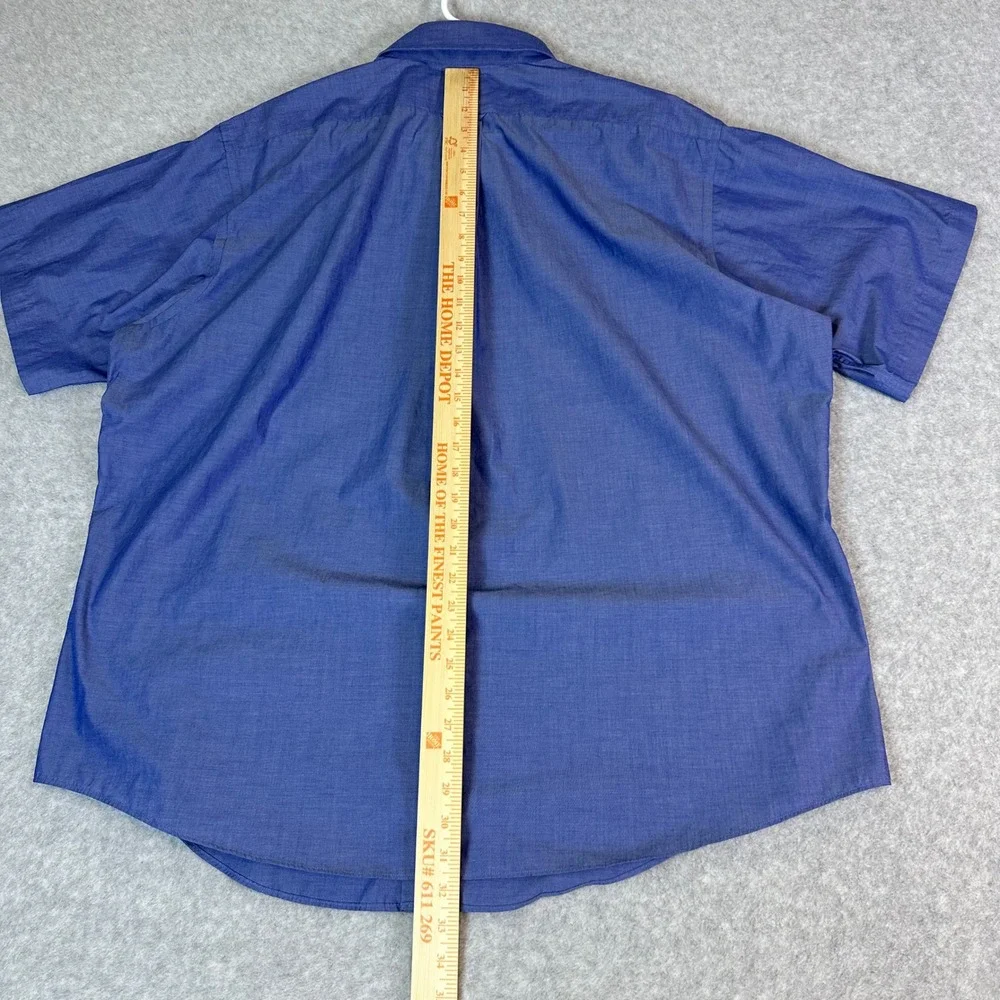 Berkley Jensen Mens XXL Blue Short Sleeve Button Down Shirt Wrinkle Free Cotton